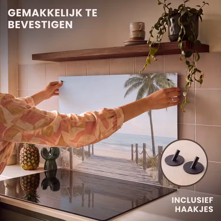 Inductie beschermer en spatscherm (2in1) - Palmbomen - Pad - Horizon — 7