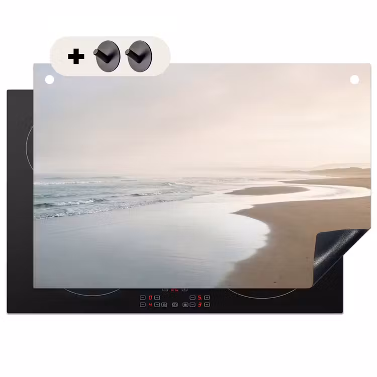 Inductie beschermer en spatscherm (2in1) - Kustlijn - Strand - Oceaan — 1