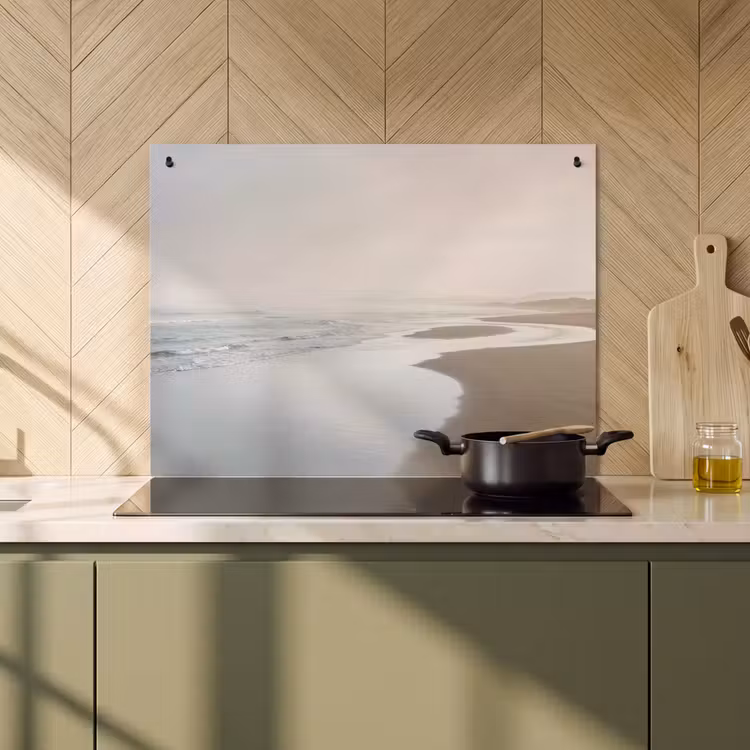Inductie beschermer en spatscherm (2in1) - Kustlijn - Strand - Oceaan — 2