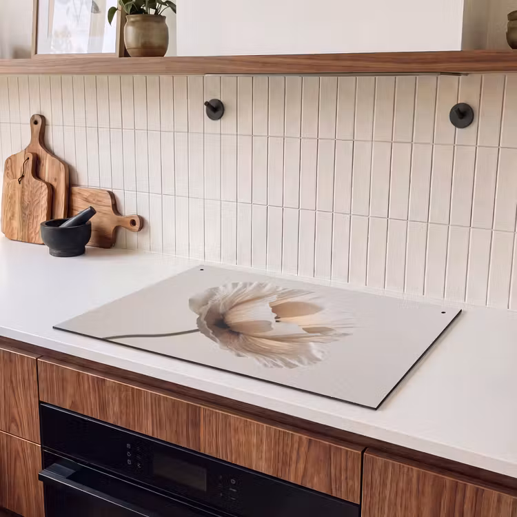 Inductie beschermer en spatscherm (2in1) - Bloem - Beige - Crème — 3