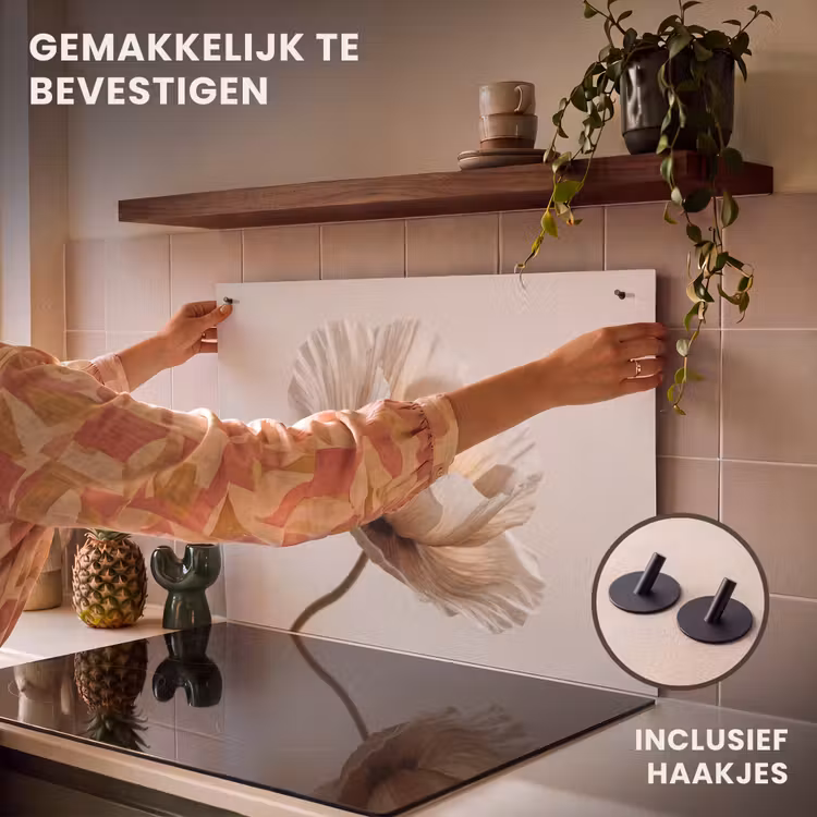 Inductie beschermer en spatscherm (2in1) - Bloem - Beige - Crème — 7