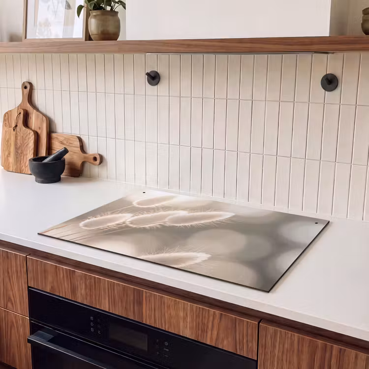 Inductie beschermer en spatscherm (2in1) - Hazestaartgras - Wit - Zonlicht — 3