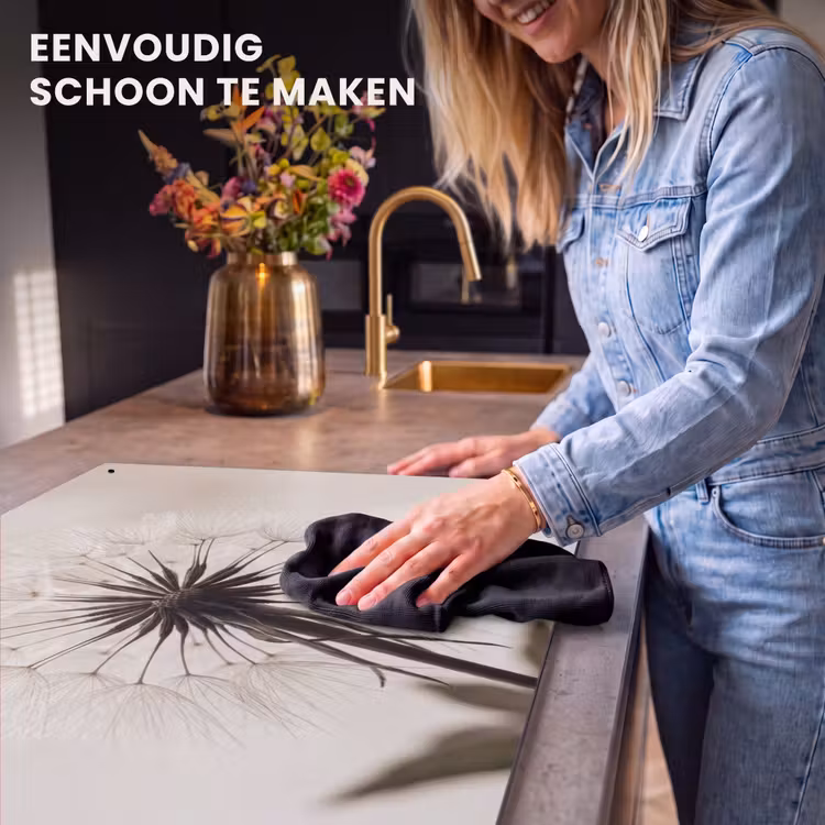 Inductie beschermer en spatscherm (2in1) - Paardenbloem - Minimalistisch - Wit — 5