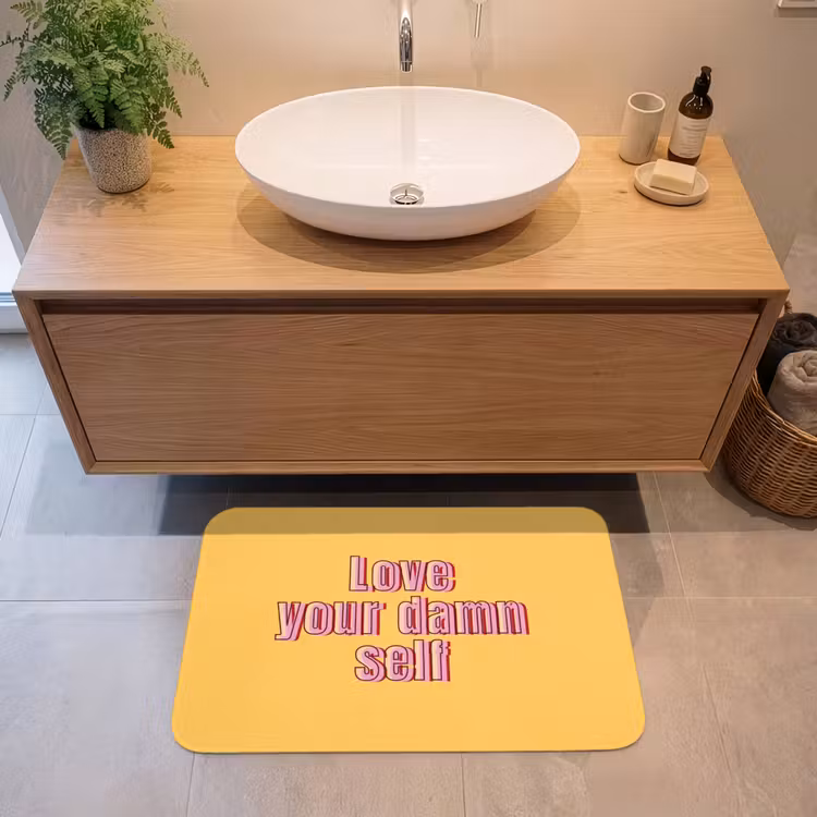 Badmat - Love yourself - Roze - Geel — 2