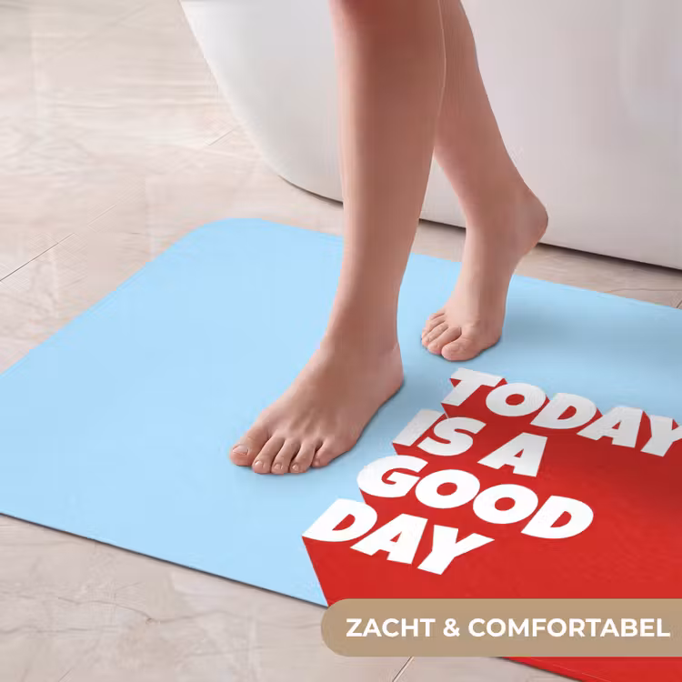 Badmat - Today is a good day - Rood - lichtblauw — 5