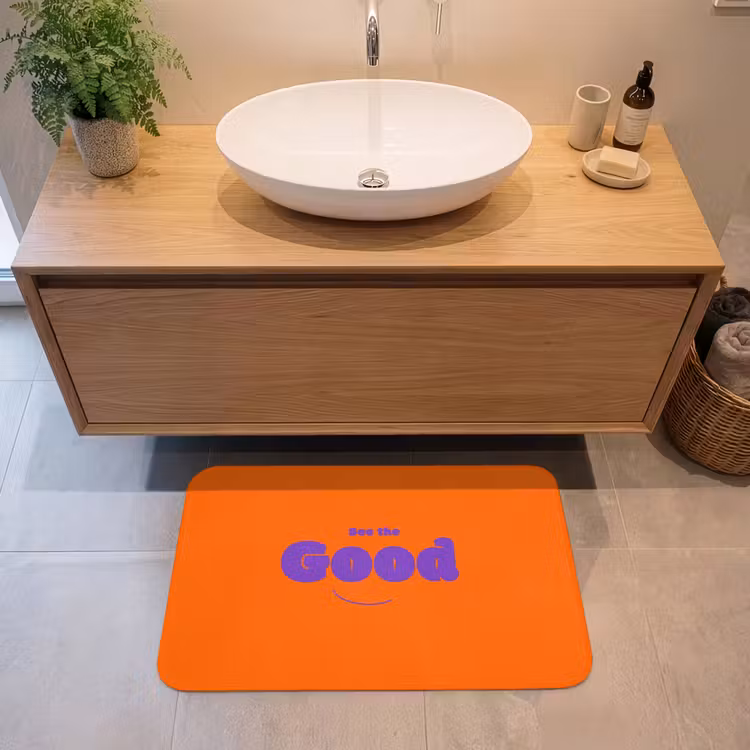 Badmat - See the good - Paars - Oranje - Smiley — 2