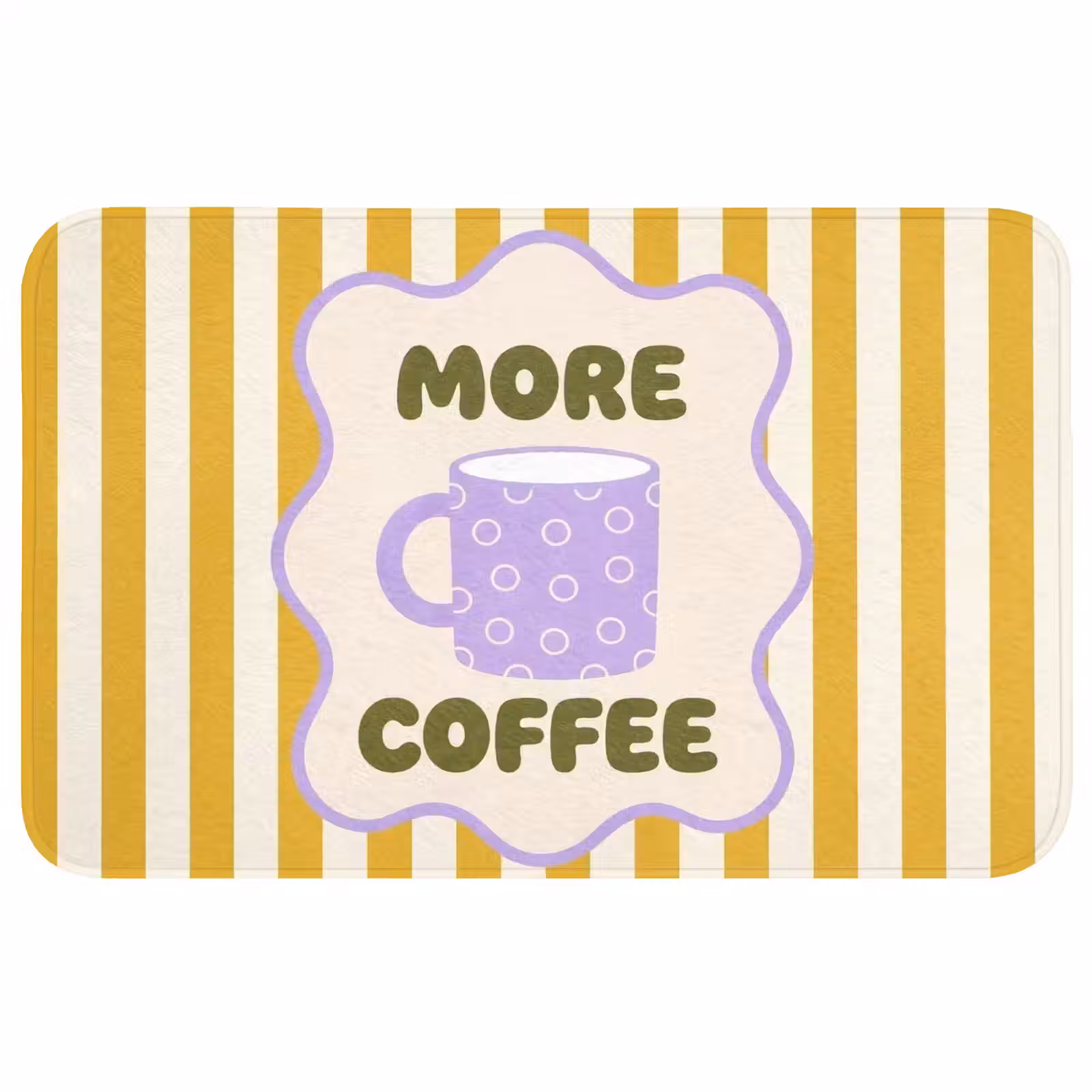 Badmat - More coffee - Geel - Paars - Strepen - Mok — 1
