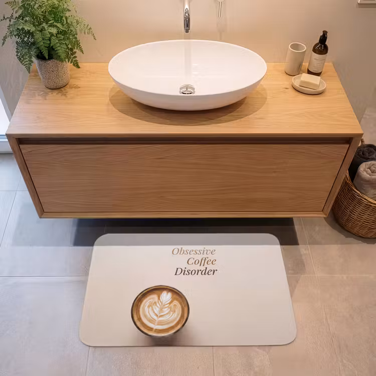 Badmat - Koffie - Obessive Coffee Disorder - Beige — 2