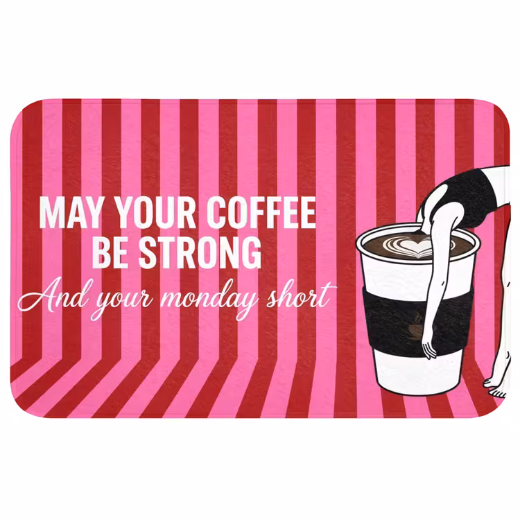 Badmat - Roze - Strepen - Koffie - Maandag — 1