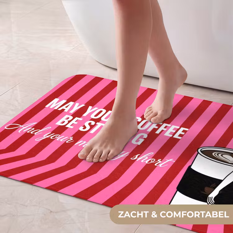 Badmat - Roze - Strepen - Koffie - Maandag — 5