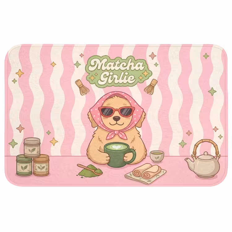 Badmat - Matcha - Hond - Roze - Groen — 1