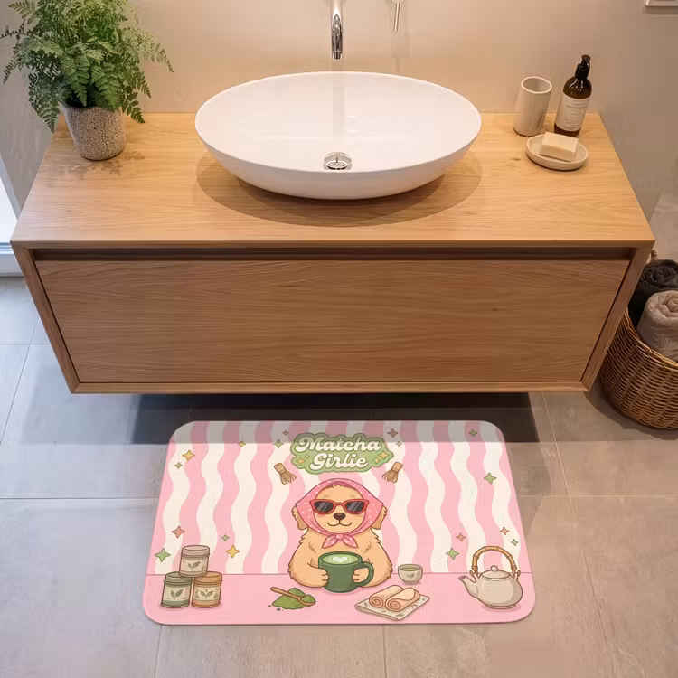 Badmat - Matcha - Hond - Roze - Groen — 2