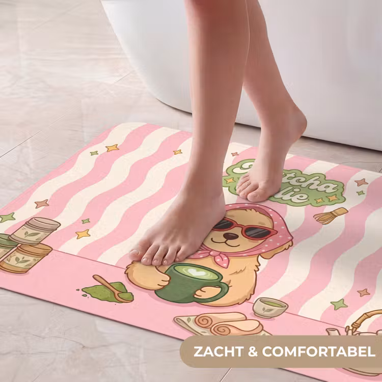 Badmat - Matcha - Hond - Roze - Groen — 5
