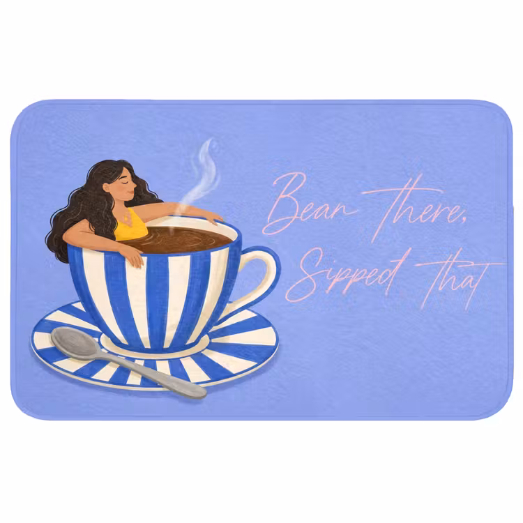 Badmat - Mok - Koffie - Vrouw - Paars — 1
