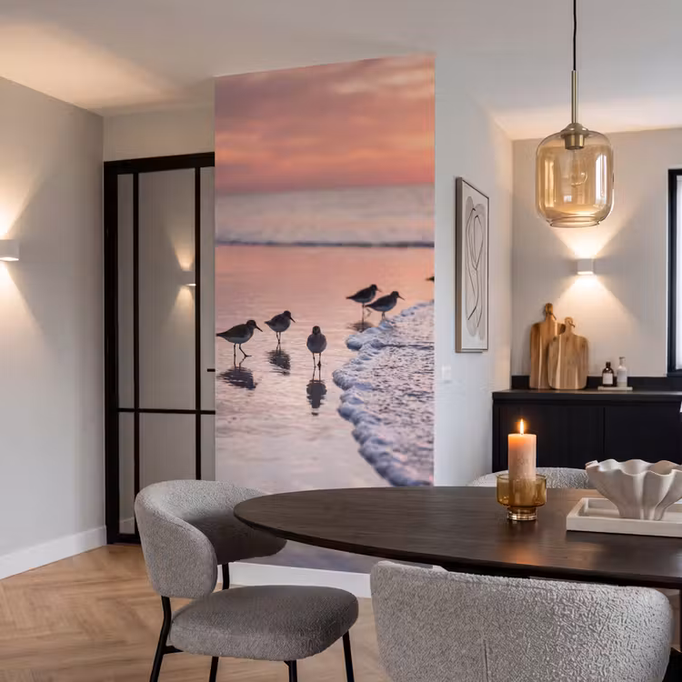 Behang - Meeuwen - Strand - Zee - Roze β 5