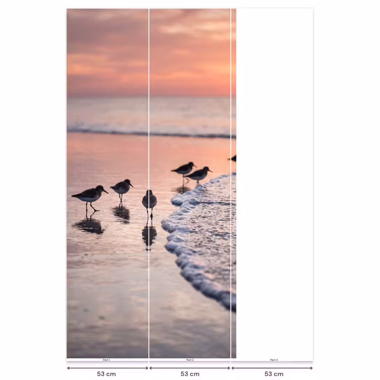 Behang - Meeuwen - Strand - Zee - Roze β 6