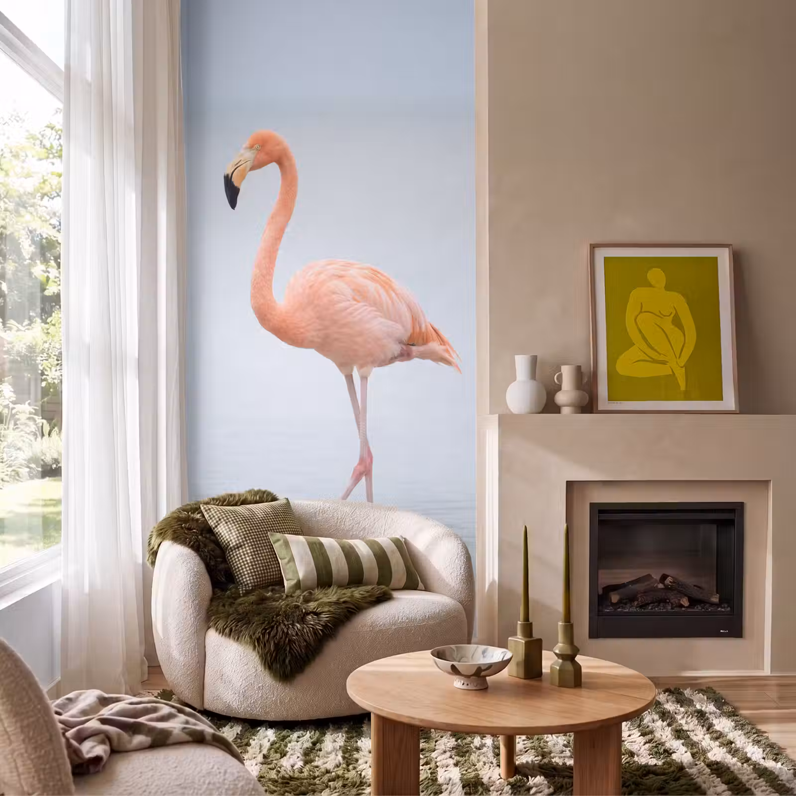 Behang - Flamingo - Zee - Roze — 1