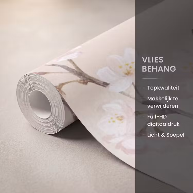 Behang - Bloesem - Illustratie - Taupe — 3
