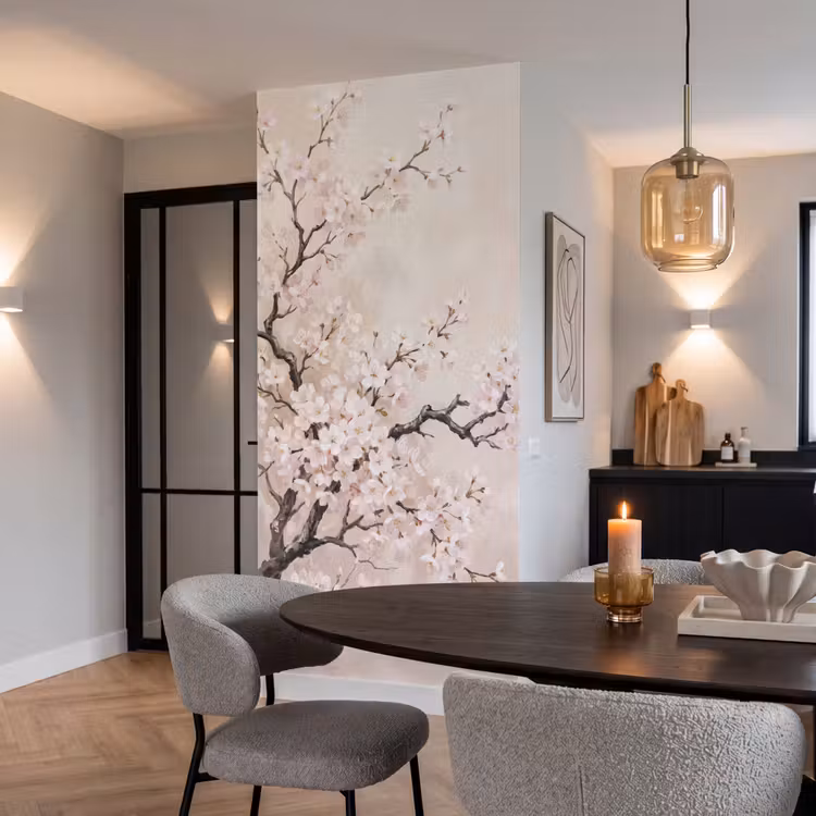 Behang - Bloesem - Illustratie - Taupe — 5