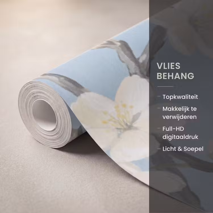 Behang - Takken - Kersenbloesem - Blauw — 3