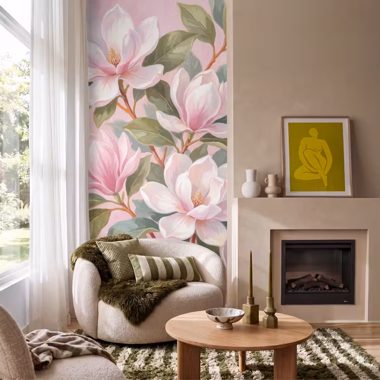 Behang - Magnolia's - Patroon - Roze — 1