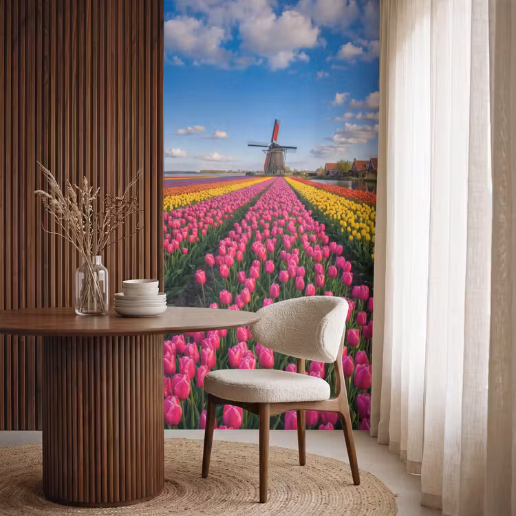 Behang - Tulpen - Holland - Molen - Kleurrijk — 4