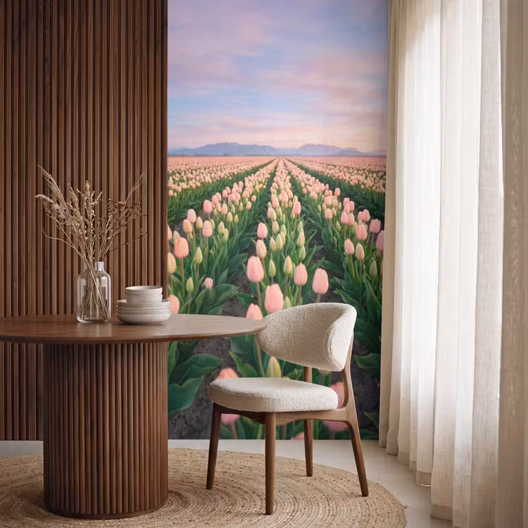Behang - Tulpen - Landschap - Roze — 4