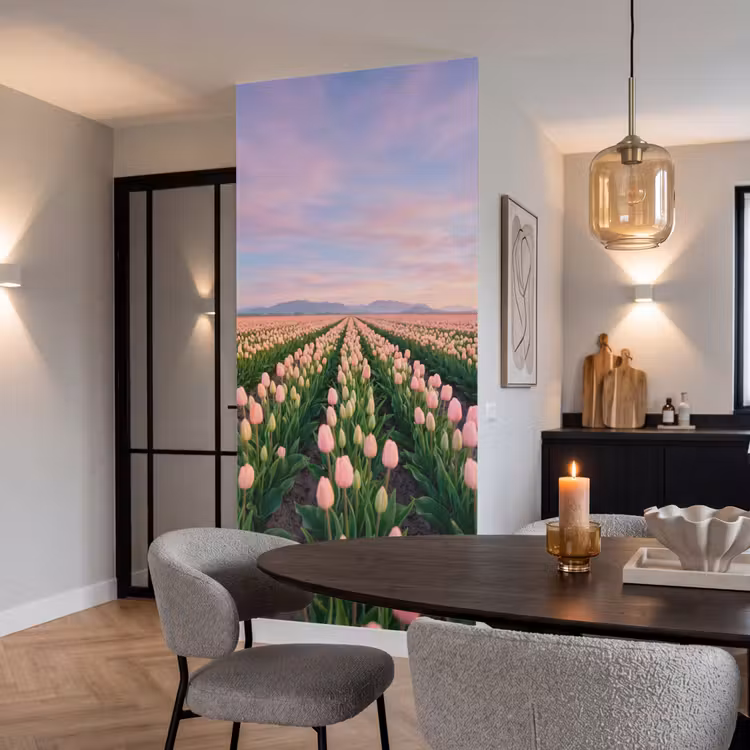 Behang - Tulpen - Landschap - Roze — 5