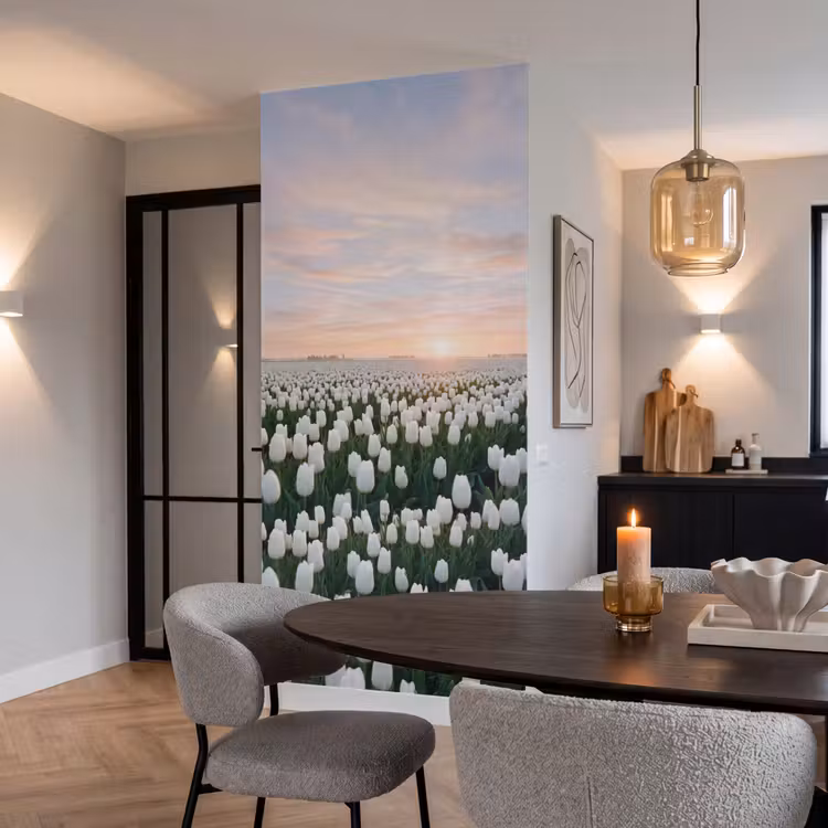 Behang - Tulpen - Landschap - Wit — 5