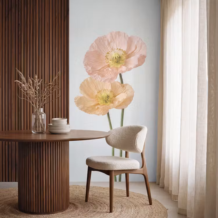 Behang - Papavers - Botanisch - Roze — 4