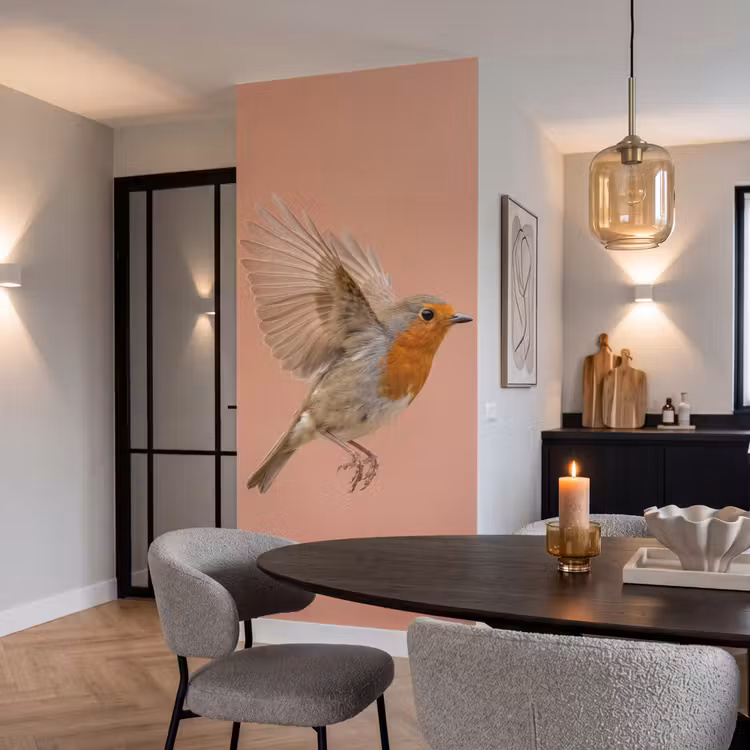 Behang - Roodborst - Natuur - Roze — 5