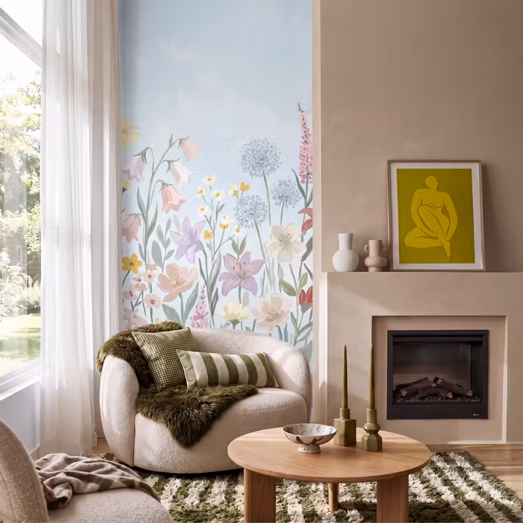 Behang - Weidebloemen - Illustratie - Kleurrijk — 1