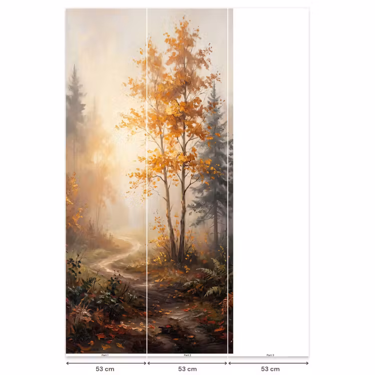 Behang - Bospad - Herfstbladeren - Natuur - Schilderachtig - Oranje — 6