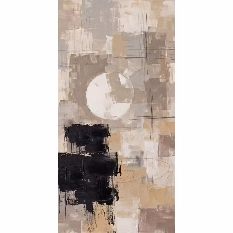 Behang - Abstract - Cirkel - Modern - Beige - Zwart - Minimalistisch — 2
