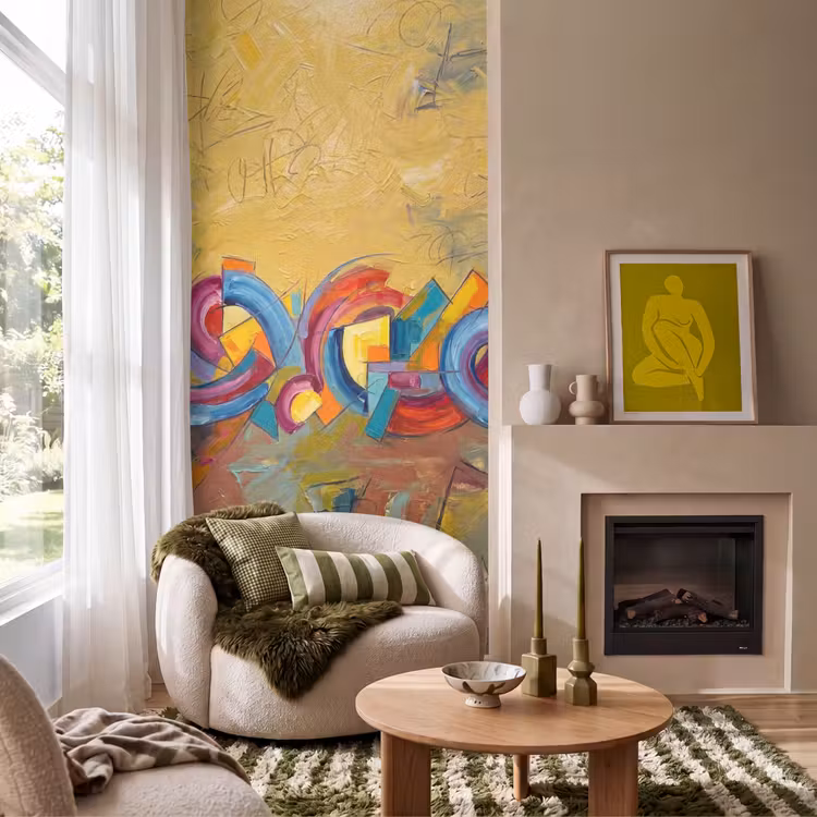 Behang - Abstract - Cirkels - Schilderij - Kleurrijk - Dynamisch — 1