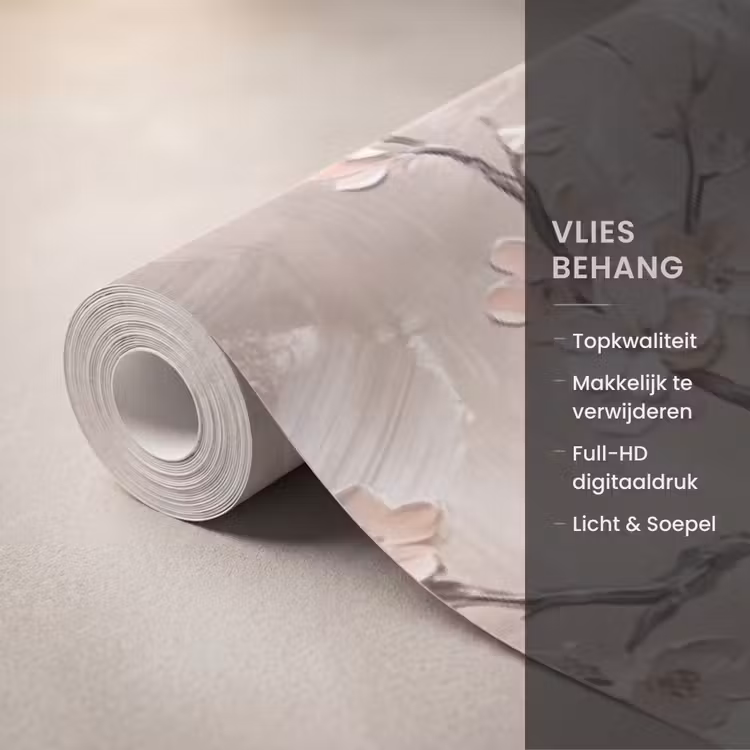 Behang - Bloesem - Takken - Schilderij - Beige - Serene — 3