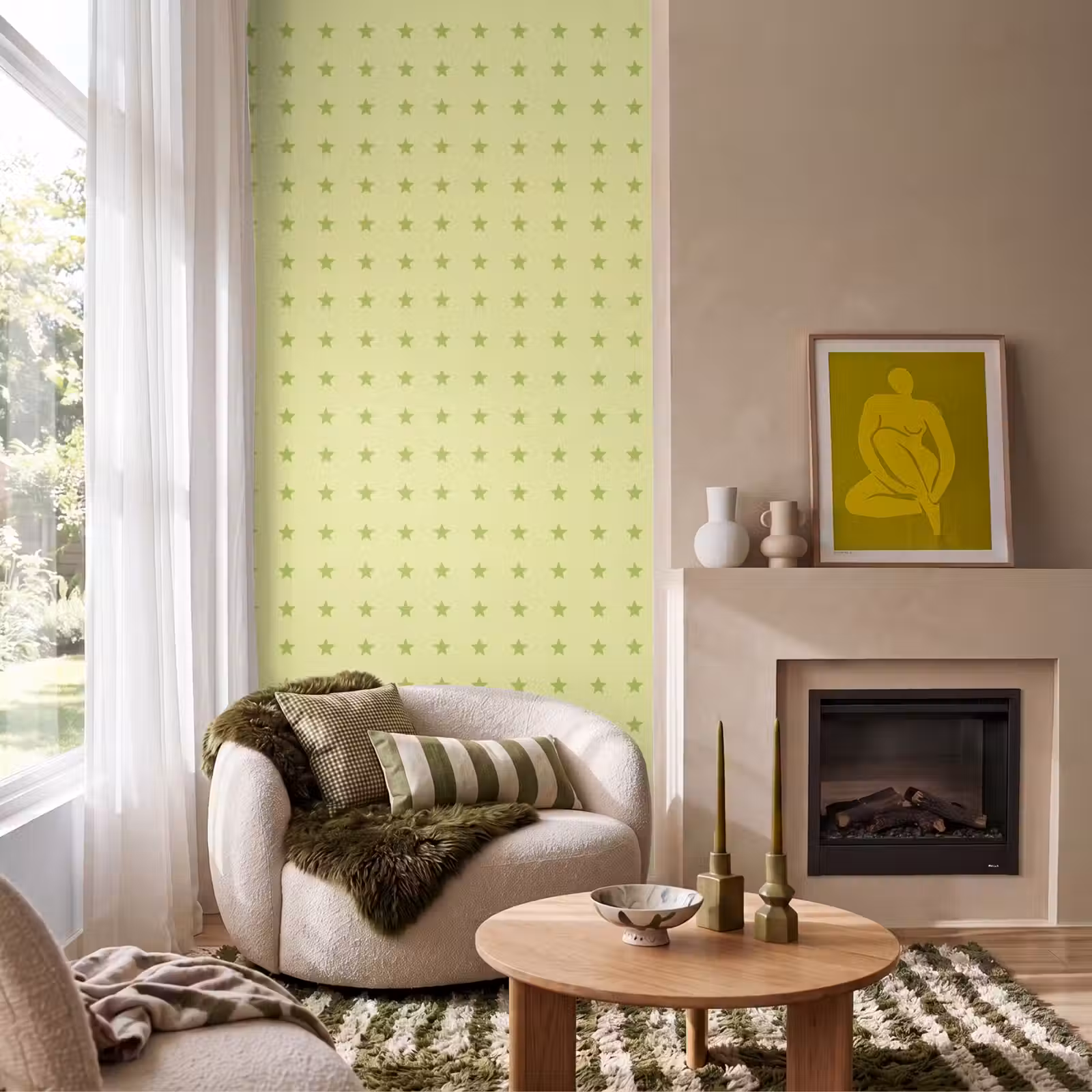 Behang - Sterren - Patroon - Groen — 1