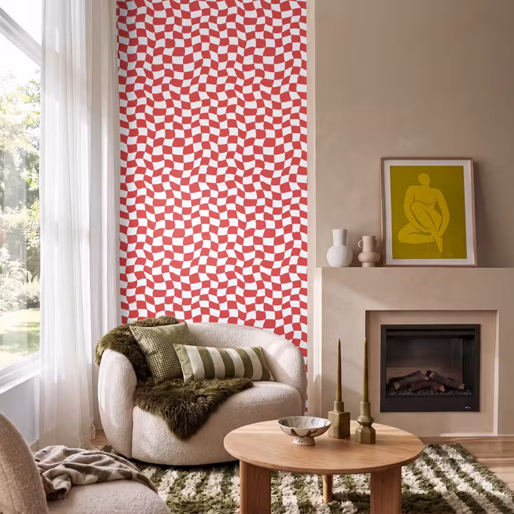 Behang - Golvend - Patroon - Rood — 1