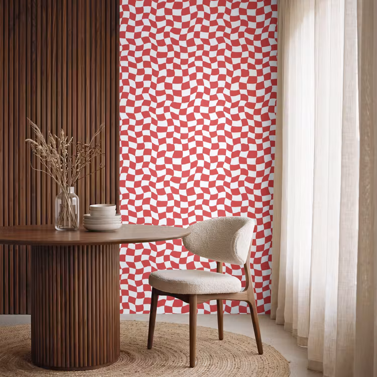 Behang - Golvend - Patroon - Rood — 4