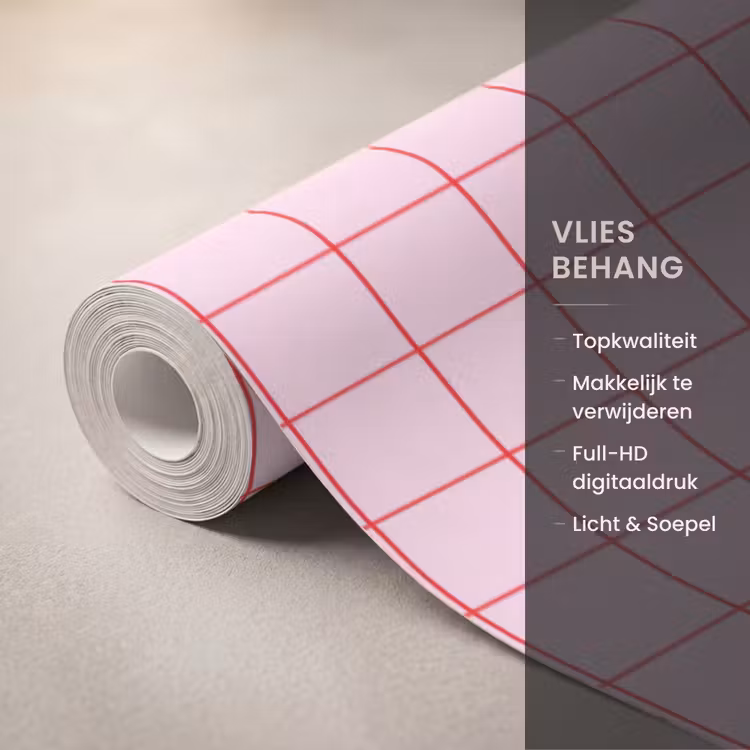 Behang - Raster - Patroon - Roze — 3