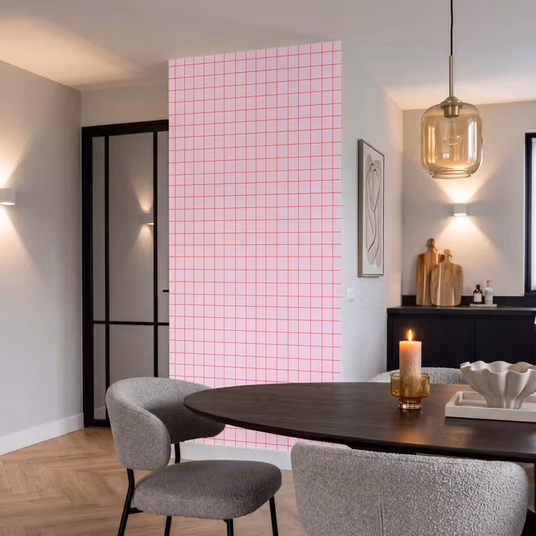 Behang - Raster - Patroon - Roze — 5