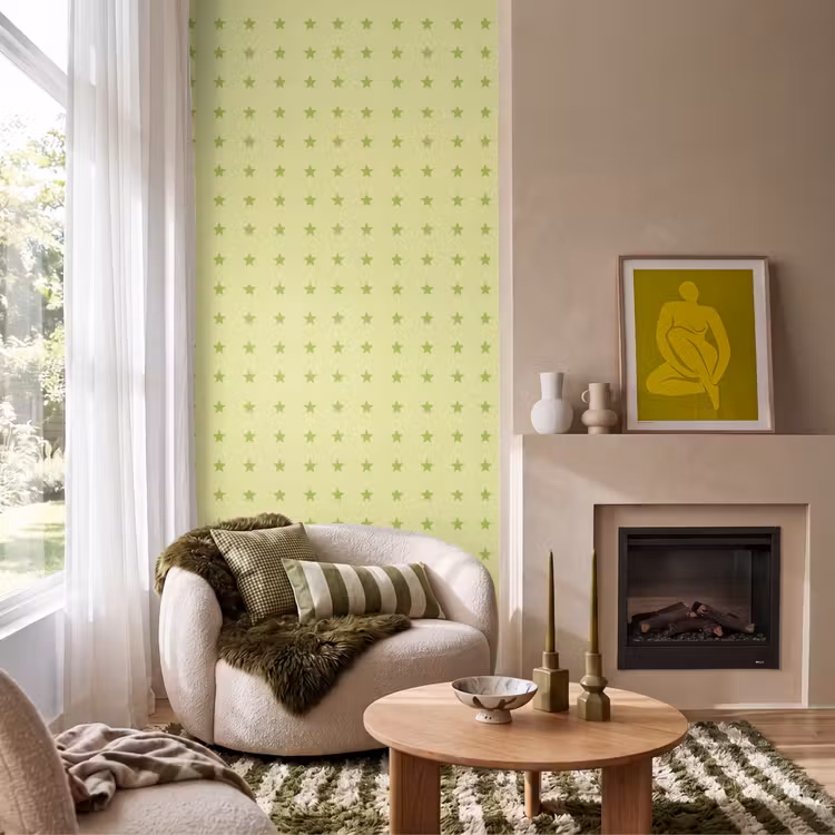 Behang - Sterren - Patroon - Groen — 1