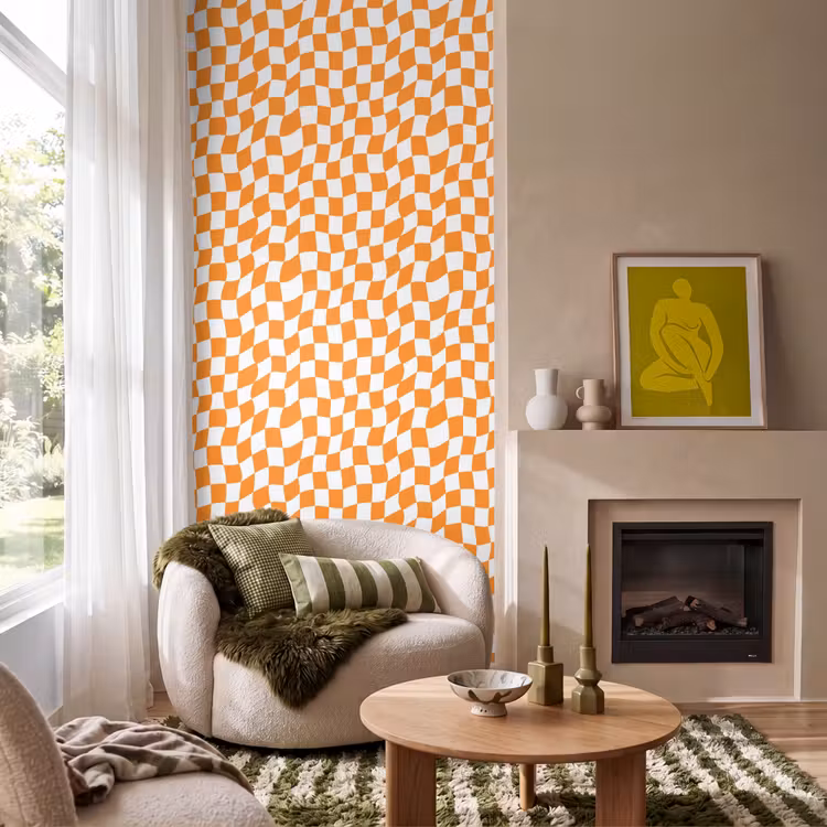 Behang - Golvend - Patroon - Oranje — 1