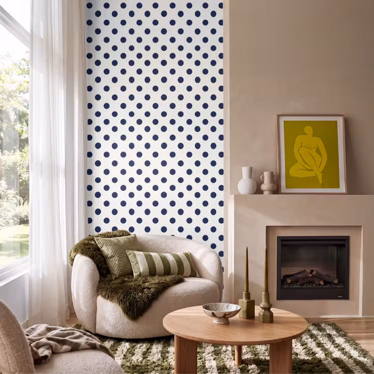 Behang - Klassiek - Stippen - Blauw — 1