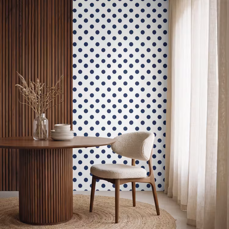 Behang - Klassiek - Stippen - Blauw — 4