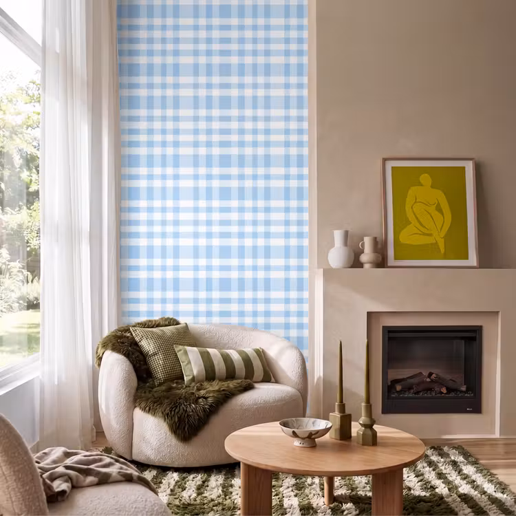 Behang - Ruit - Patroon - Blauw — 1