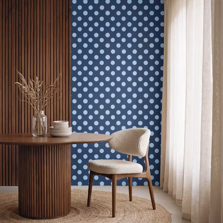 Behang - Klassiek - Dots - Blauw — 4