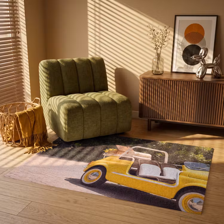 Vloerkleed - Auto - Picknick - Zomer - Geel — 2