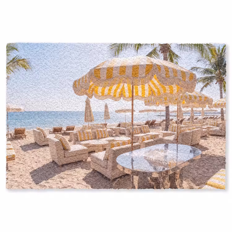 Vloerkleed - Strand - Ligbedden - Vakantie - Modern - Geel — 1