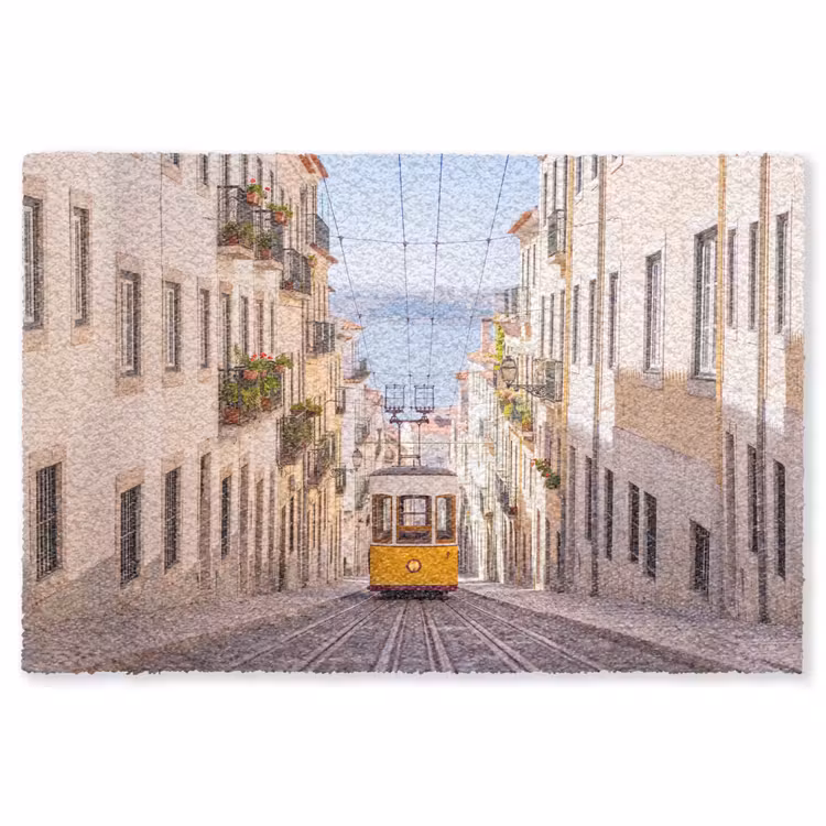 Vloerkleed - Tram - Straat - Stad - Architectuur - Geel — 1
